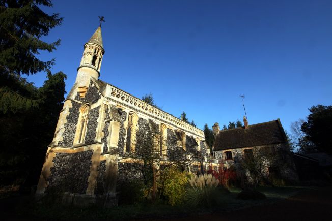 The beautiful flint Church alongside our house Forstal
